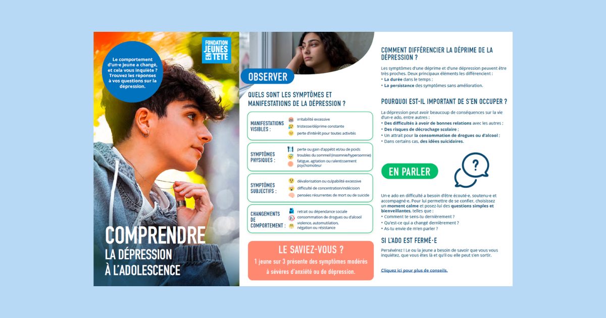 Feuillet pour comprendre la dépression à l'adolescence