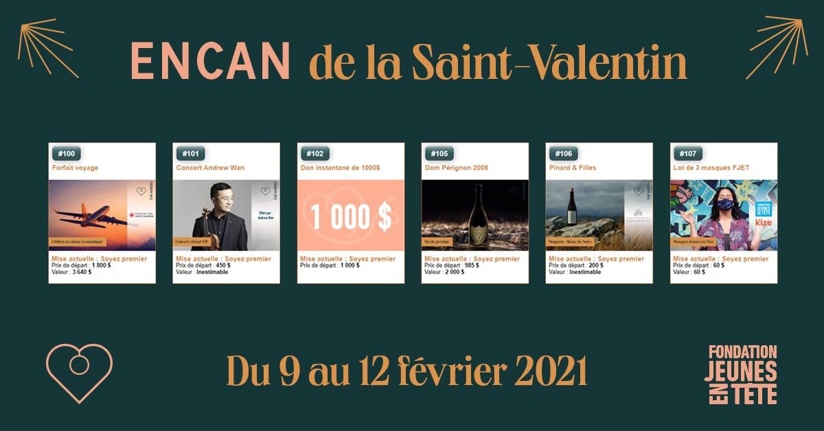 Encan de la Saint-Valentin - Du 9 au 12 février 2021